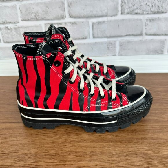 Rare Converse All Star Lugged 2.0 Hi 5.5 Men Shoes Zebra Tiger Red Black A12843C - Picture 1 of 8